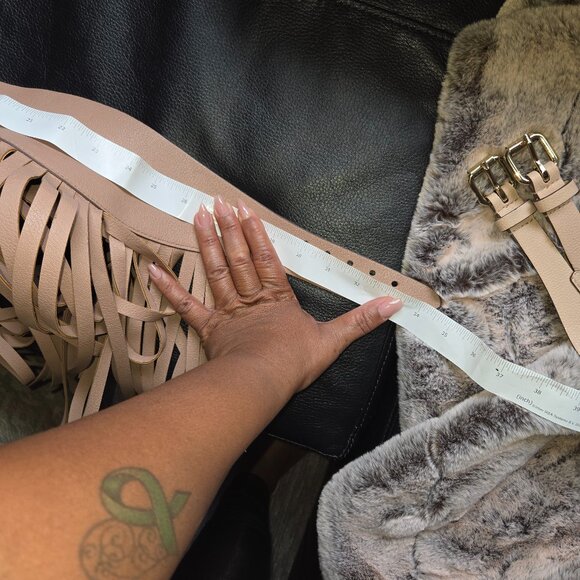 BCBGMax Azria Fringe Contour Waist Belt - Blush Nude Pink Size M - Picture 11 of 13